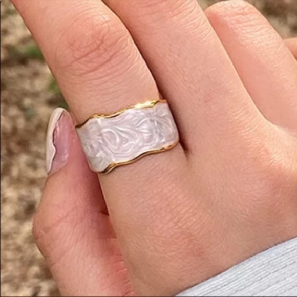 💎new White Enamel Ring 925 Stamped - Picture 10 of 12